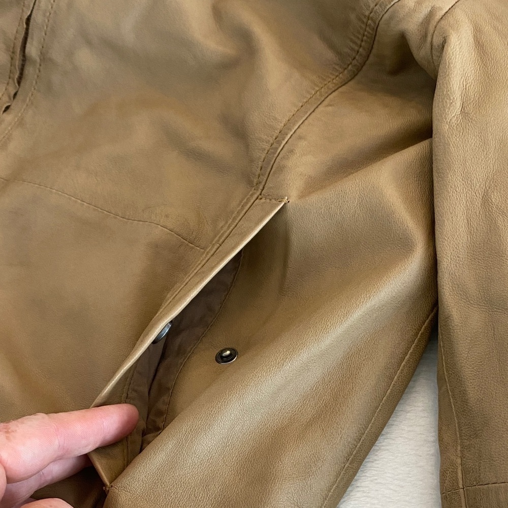 Freaky Nation Believe in Yourself Men's Tan Leather Jacket. Designed in Germany - Picture 9 of 14